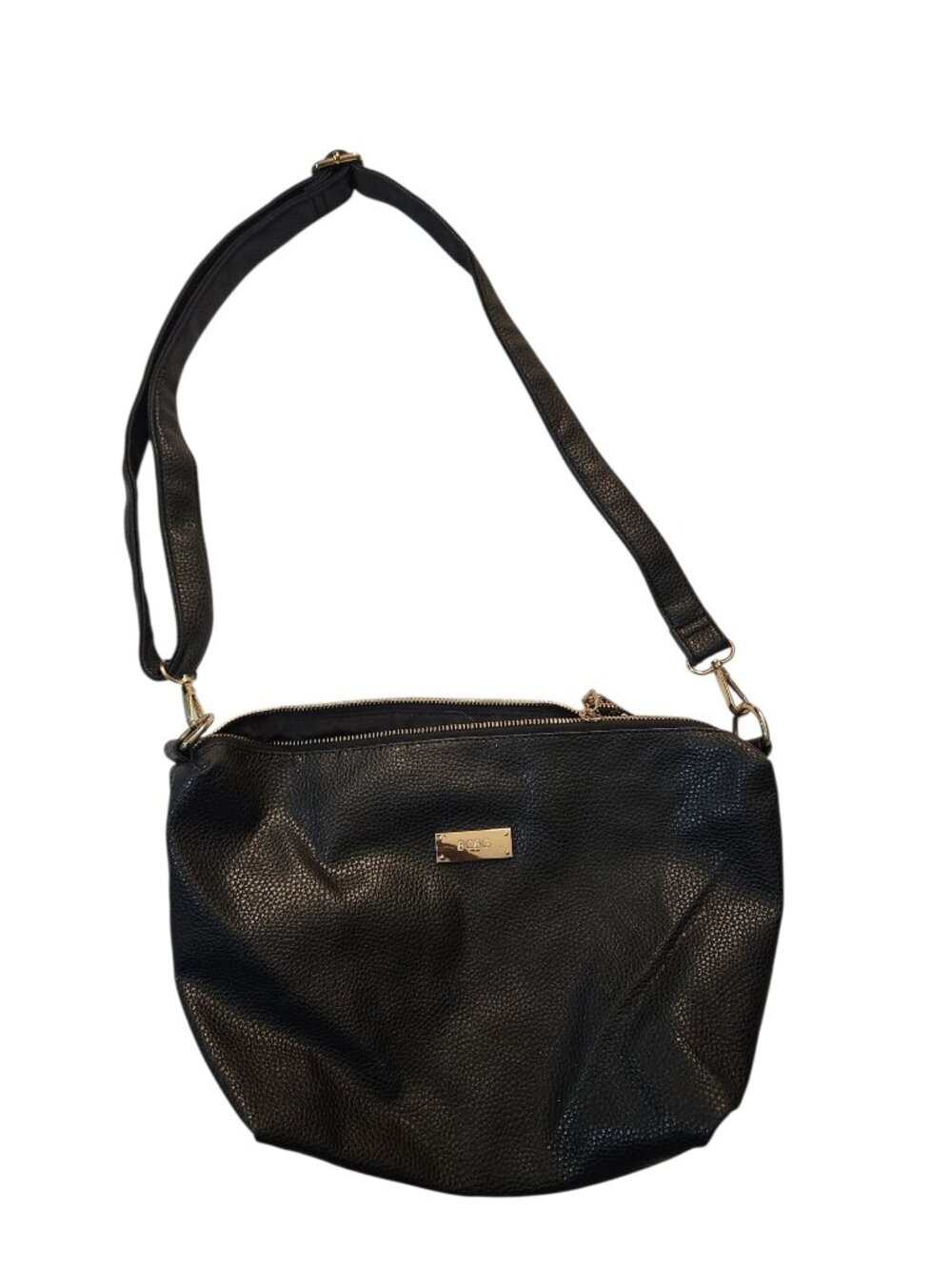 BCBG Black Faux Leather Crossbody Shoulder Purse Bag Adjustable Strap